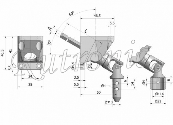 Abdeck- Eckplatte 35x47x47mm 60°